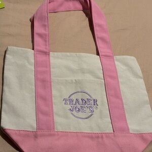 Pink & Cream Canvas Tote Bag